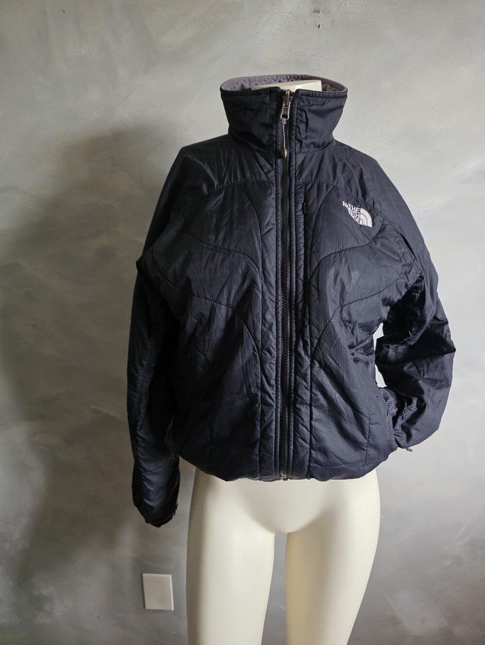 Black Crop Style Mock The North Face PrimaLoft Insulated Zip Jacket Womens S